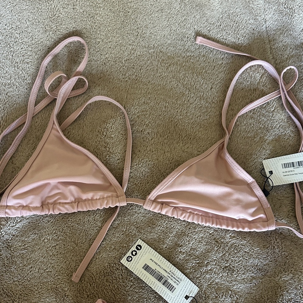Boohoo Light Pink Triangle String Bikini Set - Picture 6 of 7